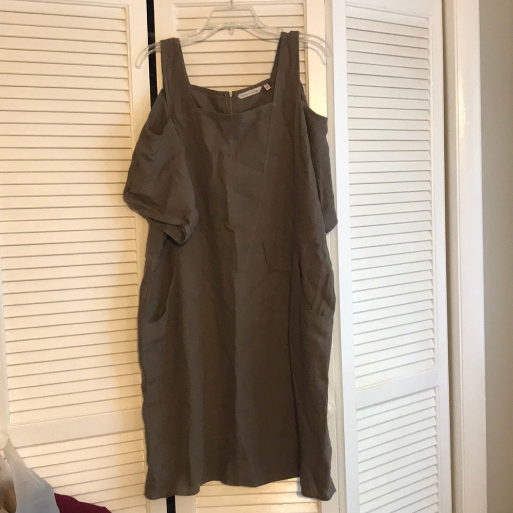 Tan Cold Shoulder Dress